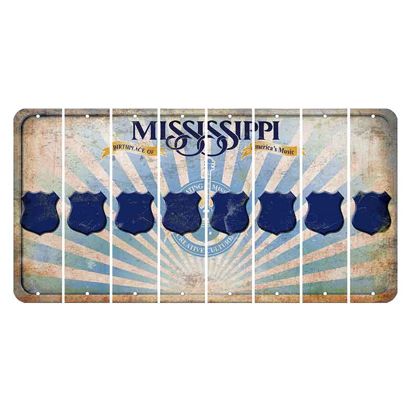 Mississippi Creative Culture Cut License Plate Strips (Set of 8) Police Badge