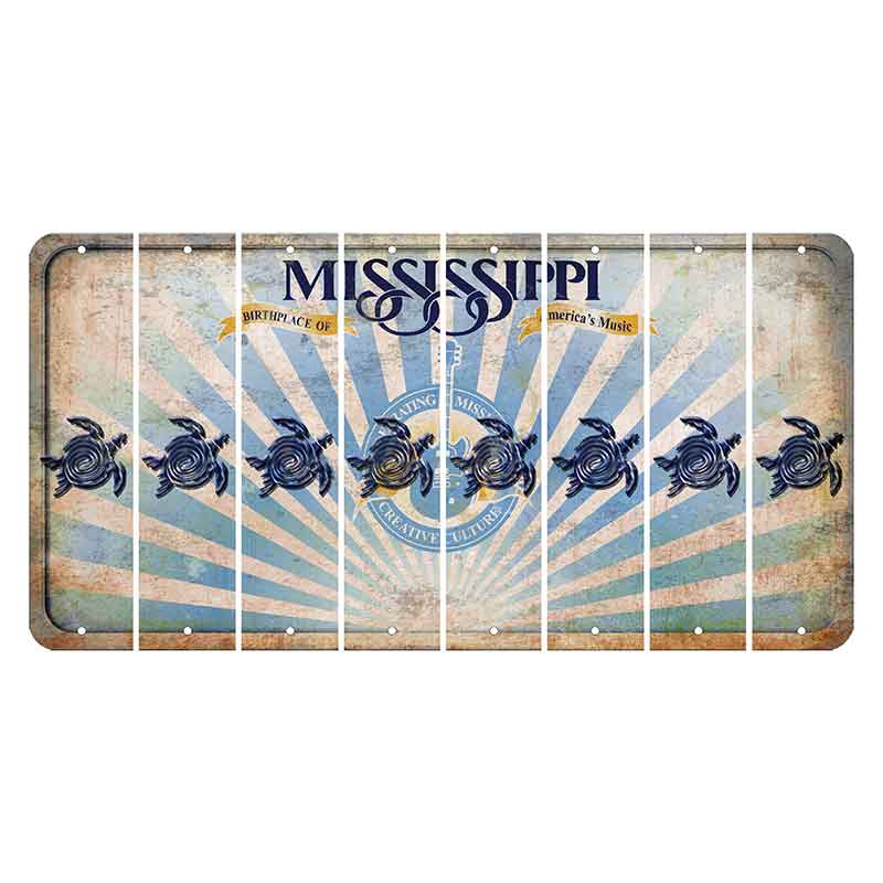 Mississippi Creative Culture Cut License Plate Strips (Set of 8) Sea Turtle