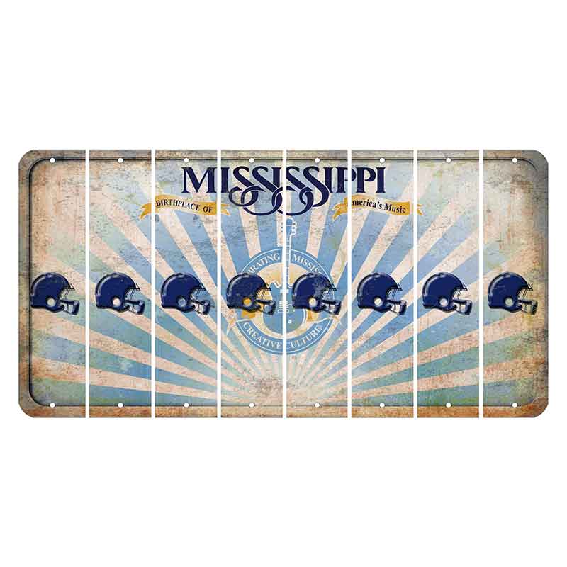 Mississippi Creative Culture Cut License Plate Strips (Set of 8) Football Helmet