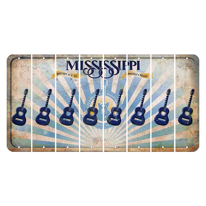 Mississippi Creative Culture Cut License Plate Strips (Set of 8) Guitar