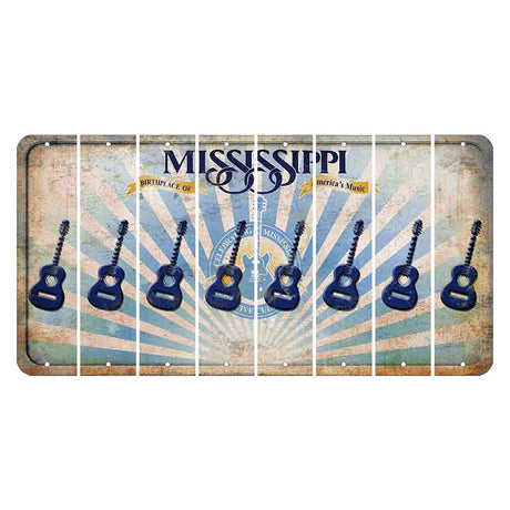 Mississippi Creative Culture Cut License Plate Strips (Set of 8) Guitar