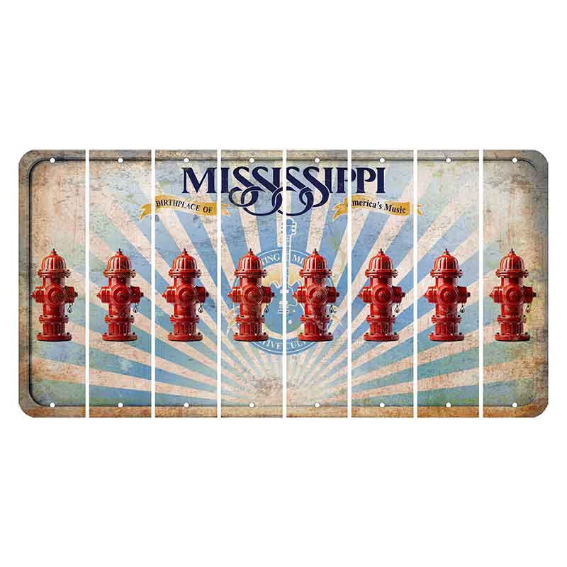 Mississippi Creative Culture Cut License Plate Strips (Set of 8) Fire Hydrant