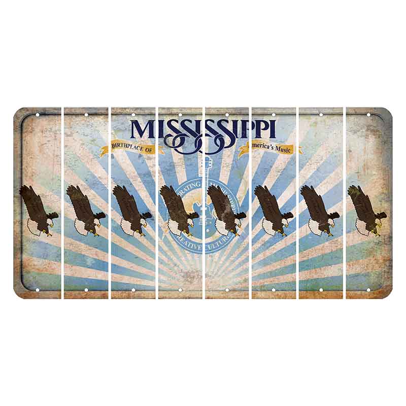 Mississippi Creative Culture Cut License Plate Strips (Set of 8) Bald Eagle