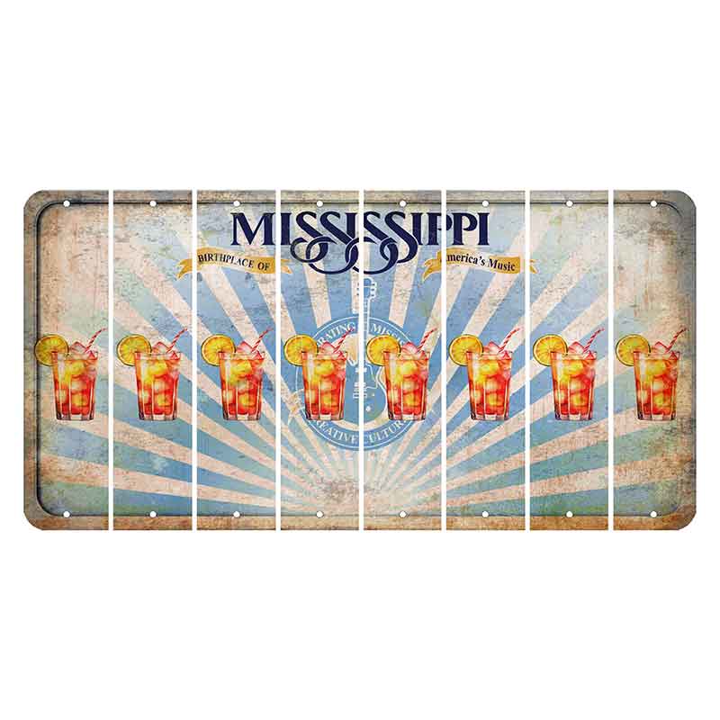 Mississippi Creative Culture Cut License Plate Strips (Set of 8) Cocktail