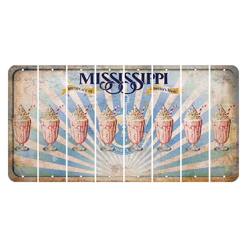 Mississippi Creative Culture Cut License Plate Strips (Set of 8) Milkshake