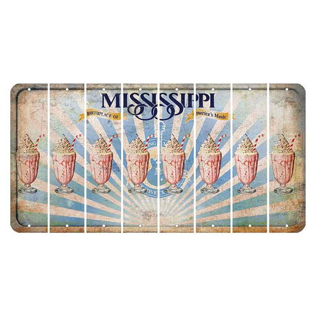 Mississippi Creative Culture Cut License Plate Strips (Set of 8) Milkshake