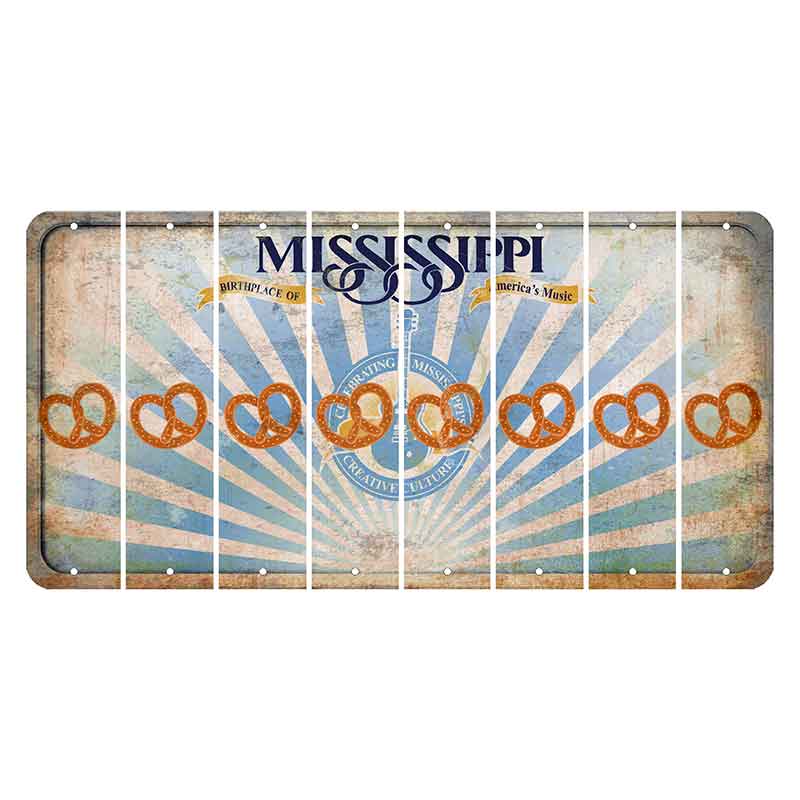 Mississippi Creative Culture Cut License Plate Strips (Set of 8) Pretzel