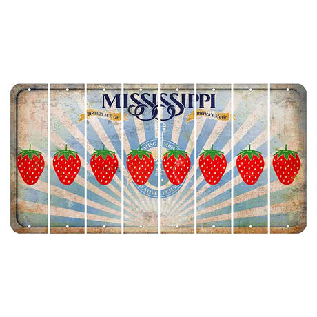 Mississippi Creative Culture Cut License Plate Strips (Set of 8) Strawberry