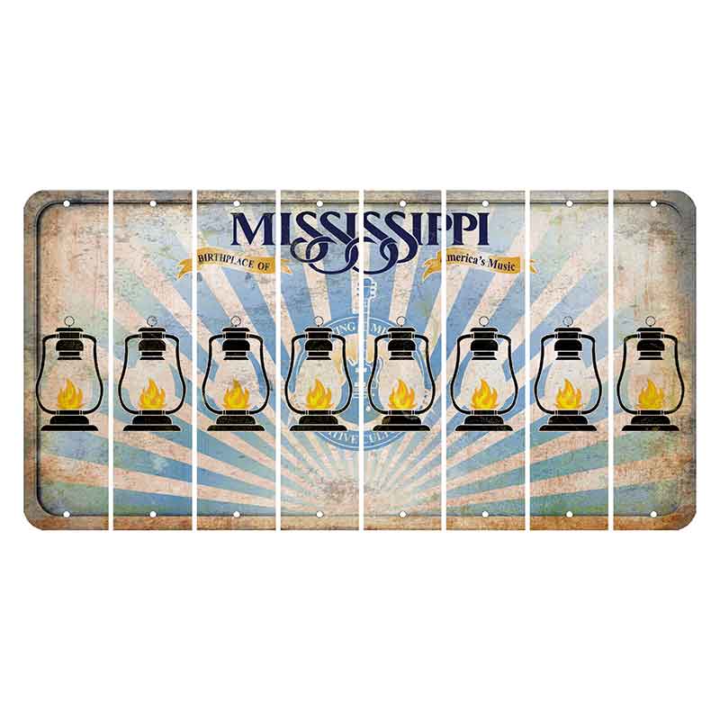 Mississippi Creative Culture Cut License Plate Strips (Set of 8) Lantern