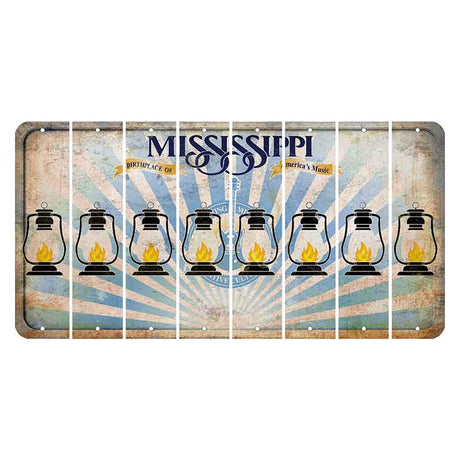 Mississippi Creative Culture Cut License Plate Strips (Set of 8) Lantern