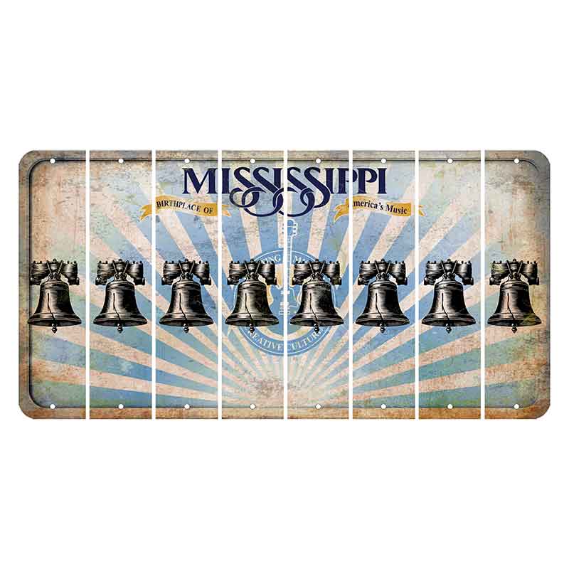 Mississippi Creative Culture Cut License Plate Strips (Set of 8) Liberty Bell