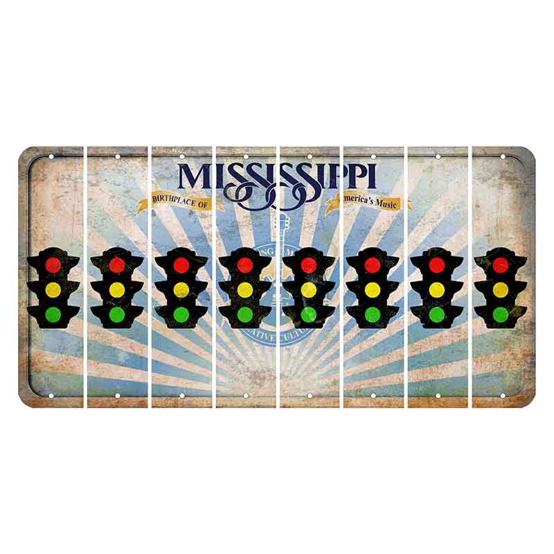 Mississippi Creative Culture Cut License Plate Strips (Set of 8) Traffic Light