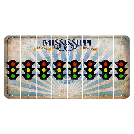 Mississippi Creative Culture Cut License Plate Strips (Set of 8) Traffic Light