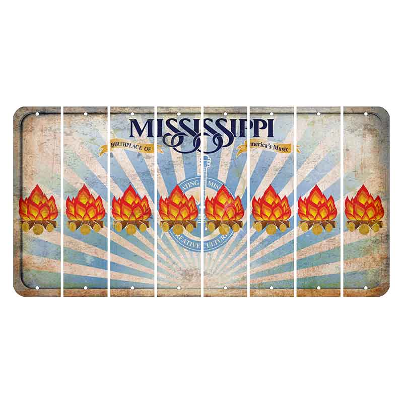 Mississippi Creative Culture Cut License Plate Strips (Set of 8) Campfire