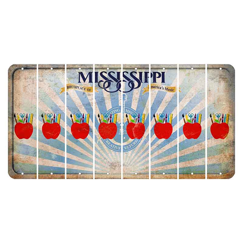 Mississippi Creative Culture Cut License Plate Strips (Set of 8) Teacher Apple