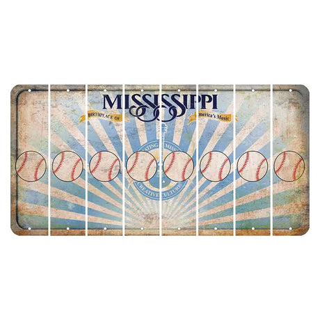 Mississippi Creative Culture Cut License Plate Strips (Set of 8) Baseball