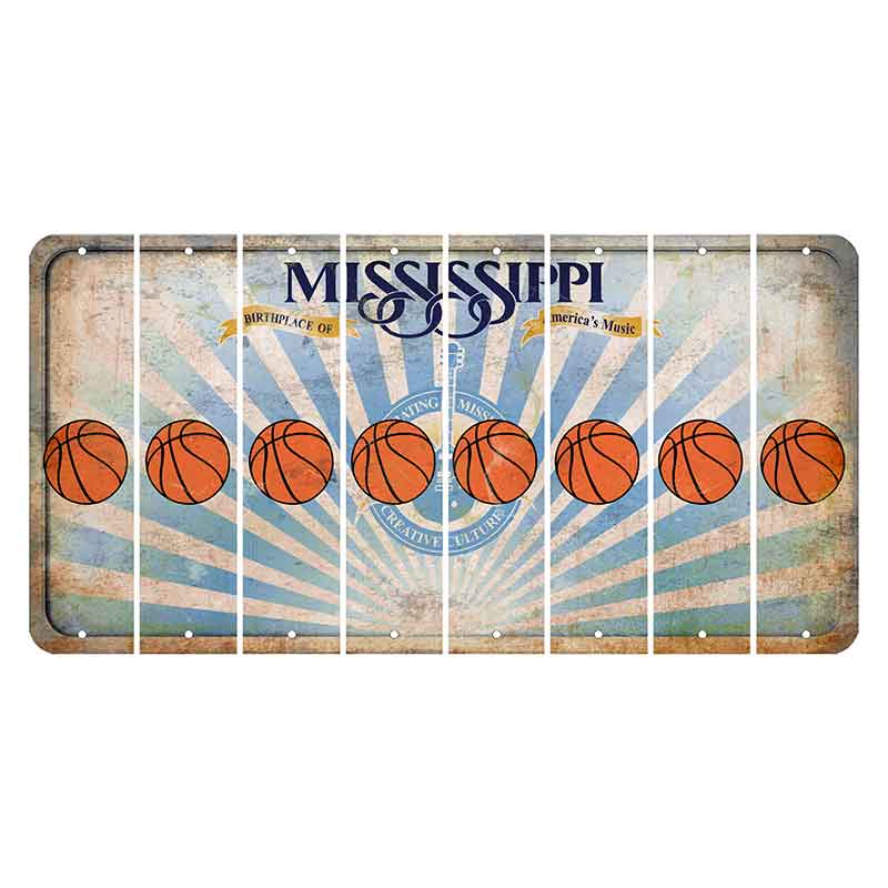 Mississippi Creative Culture Cut License Plate Strips (Set of 8) Basketball