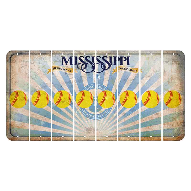 Mississippi Creative Culture Cut License Plate Strips (Set of 8) Softball