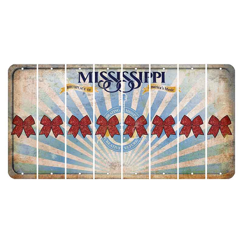 Mississippi Creative Culture Cut License Plate Strips (Set of 8) Cheer Bow