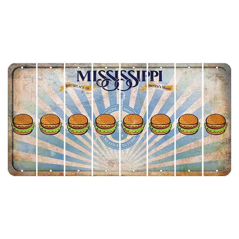 Mississippi Creative Culture Cut License Plate Strips (Set of 8) Hamburger