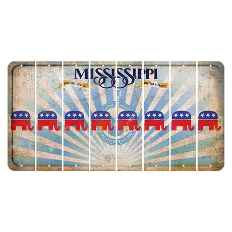 Mississippi Creative Culture Cut License Plate Strips (Set of 8) Republican