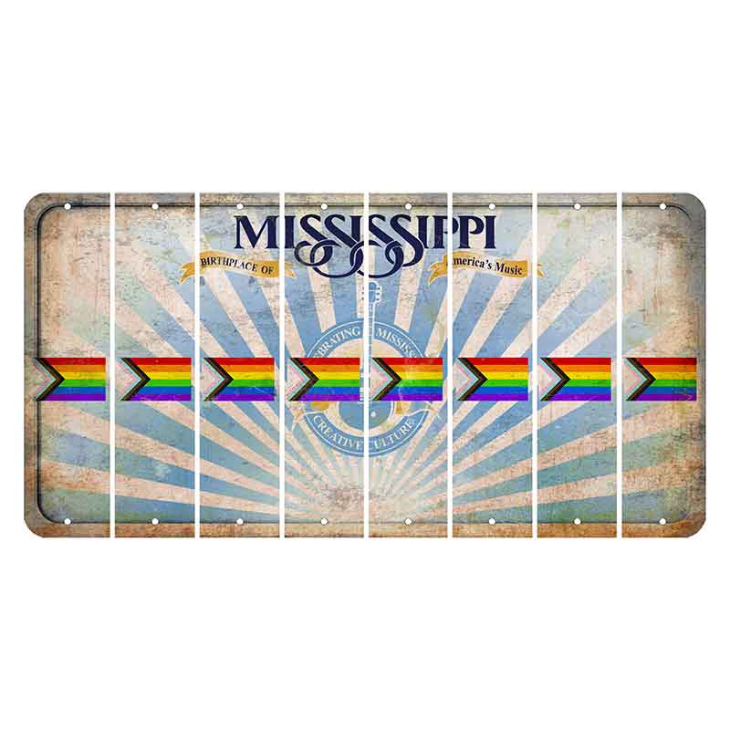 Mississippi Creative Culture Cut License Plate Strips (Set of 8) LGBTQ Flag