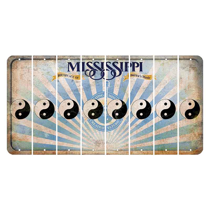 Mississippi Creative Culture Cut License Plate Strips (Set of 8) Yin Yang