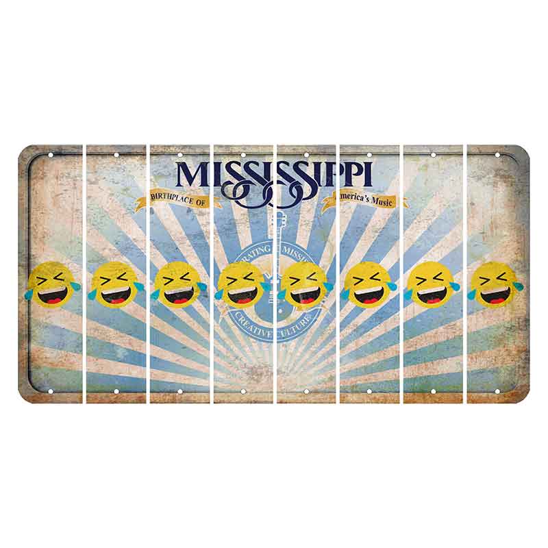 Mississippi Creative Culture Cut License Plate Strips (Set of 8) Emoji - Laughing