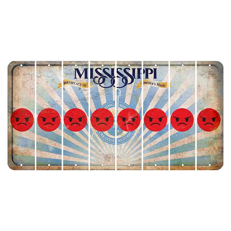 Mississippi Creative Culture Cut License Plate Strips (Set of 8) Emoji - Angry