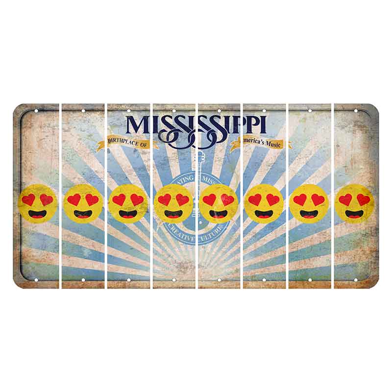 Mississippi Creative Culture Cut License Plate Strips (Set of 8) Emoji - Heart Eyes