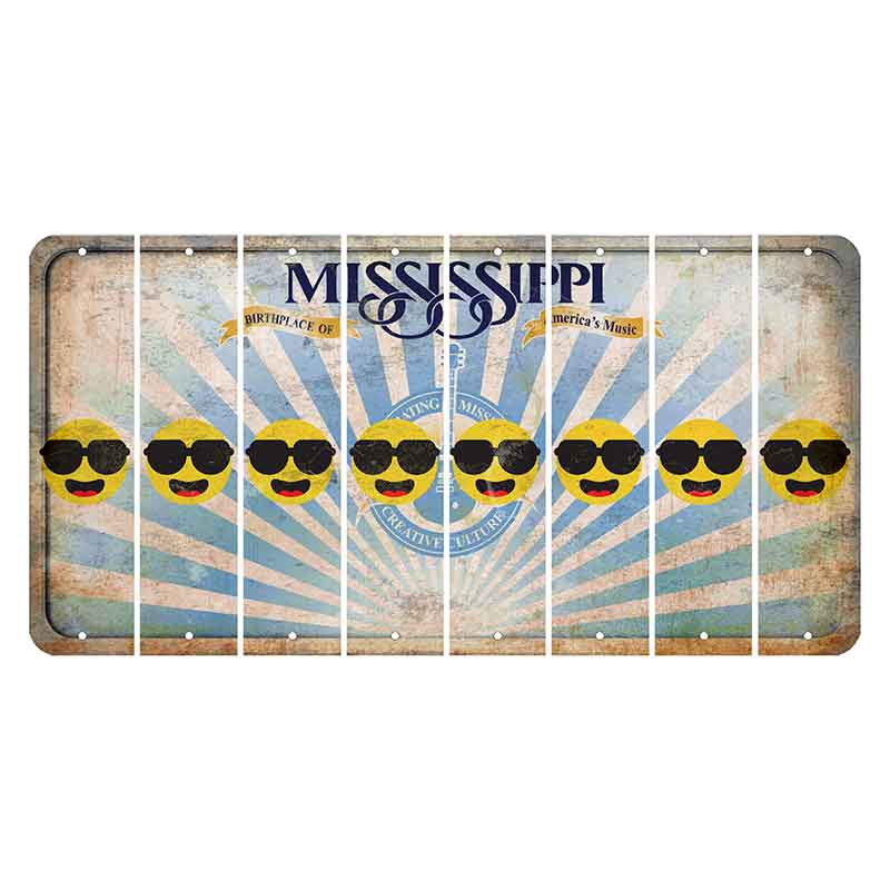 Mississippi Creative Culture Cut License Plate Strips (Set of 8) Emoji - Shades