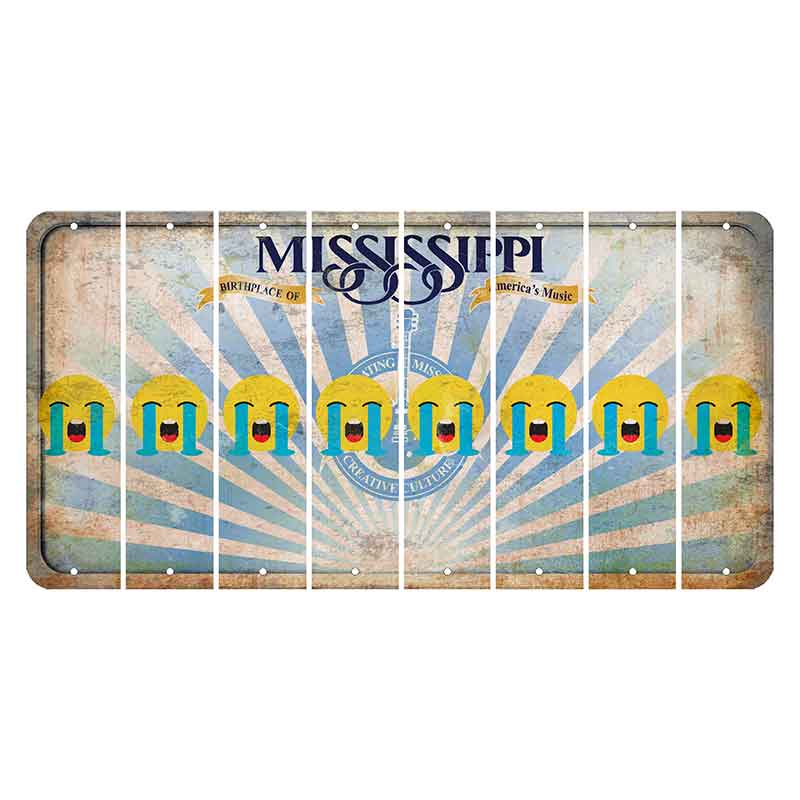 Mississippi Creative Culture Cut License Plate Strips (Set of 8) Emoji - Crying