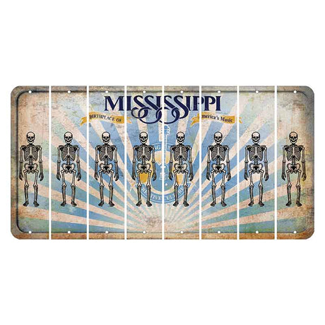 Mississippi Creative Culture Cut License Plate Strips (Set of 8) Skeleton