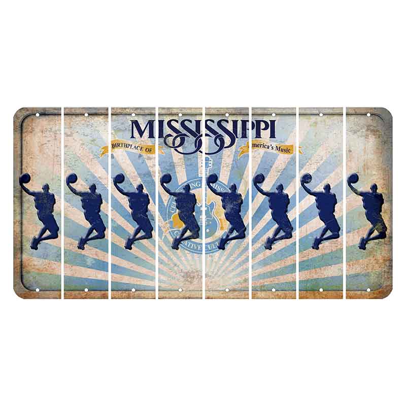 Mississippi Creative Culture Cut License Plate Strips (Set of 8) Basketball Player