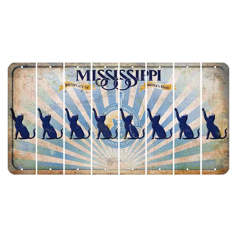 Mississippi Creative Culture Cut License Plate Strips (Set of 8) Cat