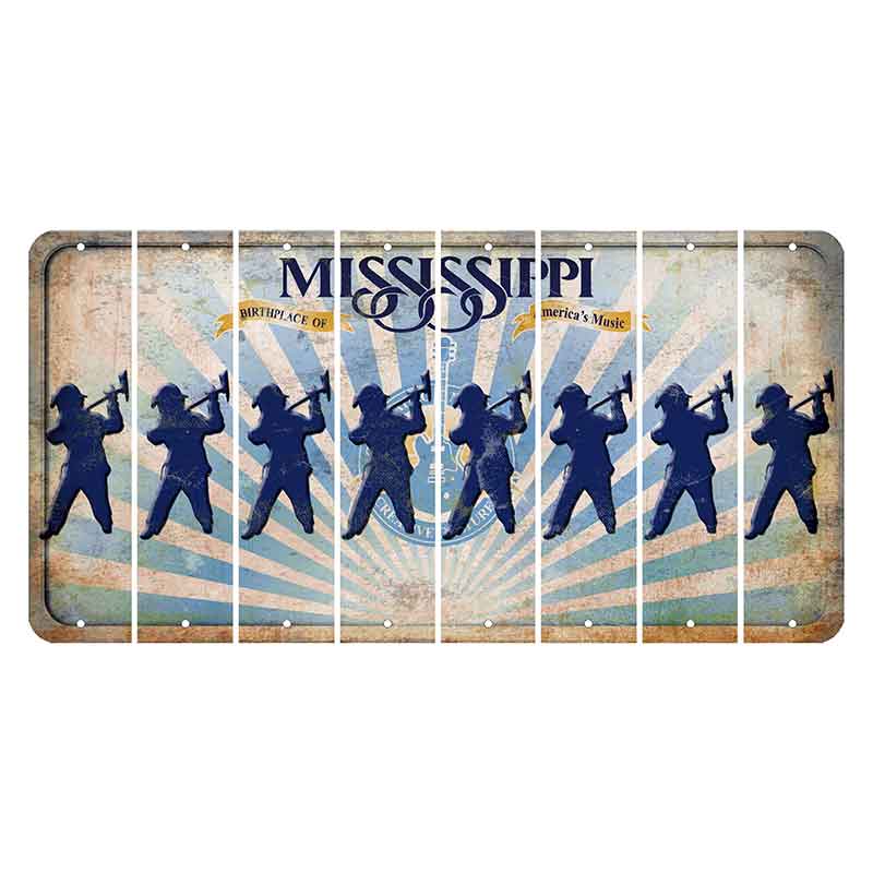 Mississippi Creative Culture Cut License Plate Strips (Set of 8) Fireman with Axe