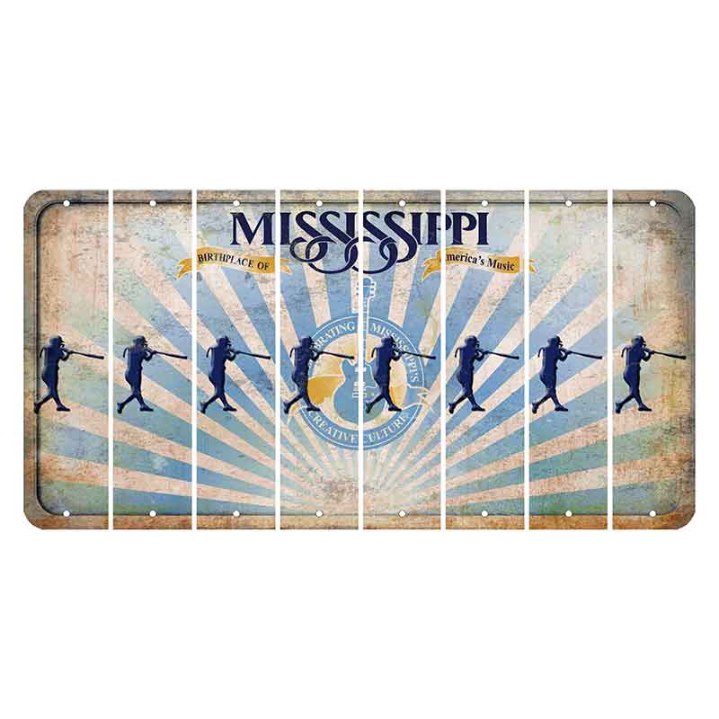 Mississippi Creative Culture Cut License Plate Strips (Set of 8) Softball Batter