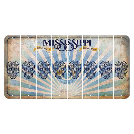 Mississippi Creative Culture Cut License Plate Strips (Set of 8) Sugar Skull