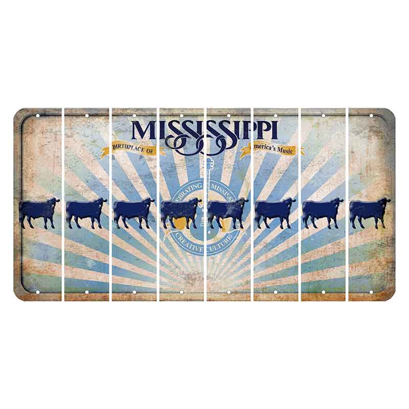 Mississippi Creative Culture Cut License Plate Strips (Set of 8) Dairy Cow