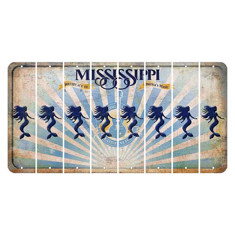 Mississippi Creative Culture Cut License Plate Strips (Set of 8) Mermaid