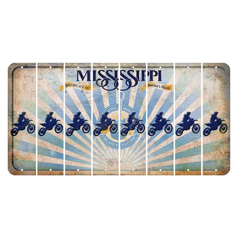 Mississippi Creative Culture Cut License Plate Strips (Set of 8) Dirtbike Rider