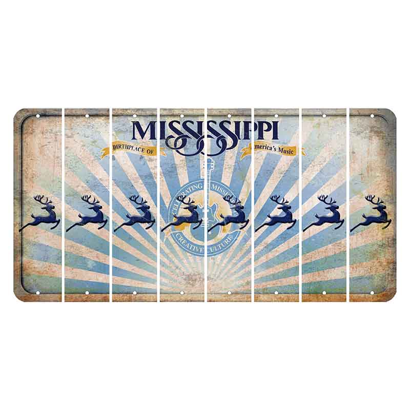 Mississippi Creative Culture Cut License Plate Strips (Set of 8) Reindeer