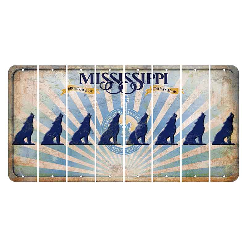 Mississippi Creative Culture Cut License Plate Strips (Set of 8) Howling Wolf