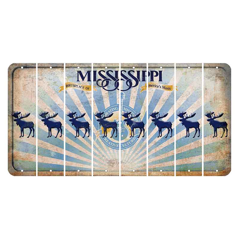 Mississippi Creative Culture Cut License Plate Strips (Set of 8) Moose