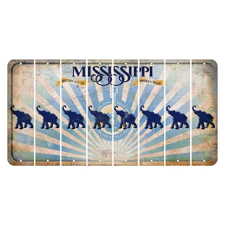 Mississippi Creative Culture Cut License Plate Strips (Set of 8) Elephant