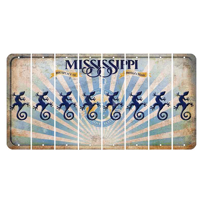 Mississippi Creative Culture Cut License Plate Strips (Set of 8) Gecko