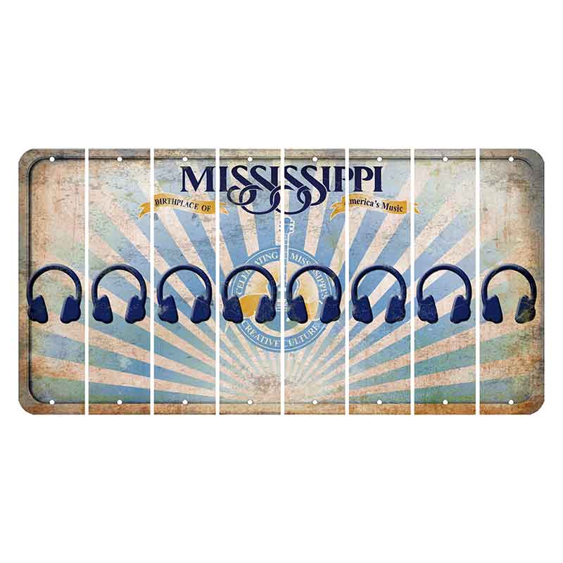 Mississippi Creative Culture Cut License Plate Strips (Set of 8) Headphones