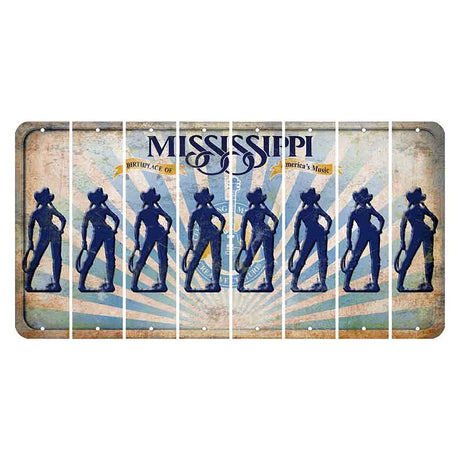 Mississippi Creative Culture Cut License Plate Strips (Set of 8) Cowgirl