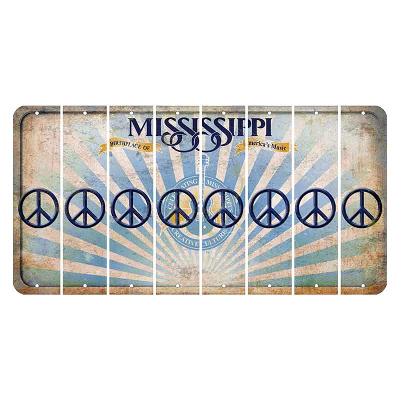 Mississippi Creative Culture Cut License Plate Strips (Set of 8) Peace Sign