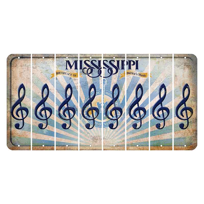 Mississippi Creative Culture Cut License Plate Strips (Set of 8) Music Note